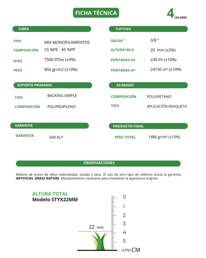 césped artificial al corte stix 22